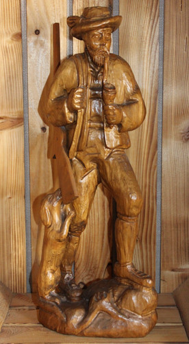 Antike holzfigur jäger mit - xl,